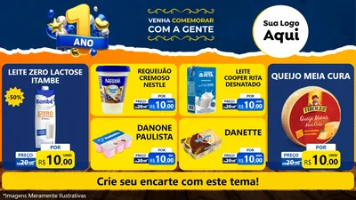Modelo de TV para TV Horizontal com o tema Um Ano de Aniversário para Frios e Laticínios