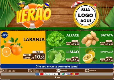 Modelo de Encarte para Encarte A4 Horizontal com o tema Verão para Hortifrúti
