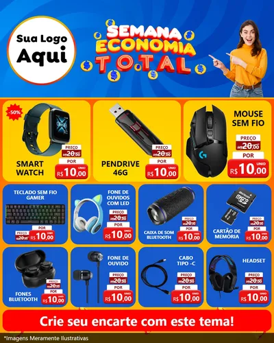 Modelo de Rede Social para Feed Instagram com o tema Semana Economia Total para Informática
