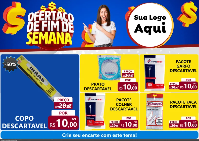 Modelo de Encarte para Encarte A4 Horizontal com o tema Ofertaço de Fim de Semana para Embalagens