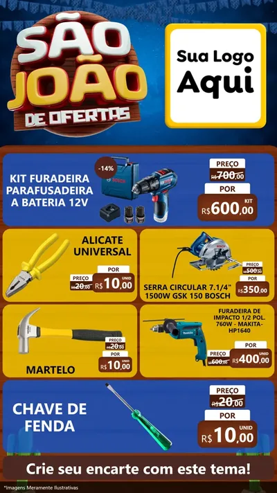 Modelo de TV para TV Vertical com o tema São João Ofertas Imbatíveis! - Junina para Maquinas e Ferramentas
