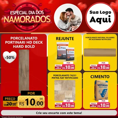 Modelo de Rede Social para Feed Facebook com o tema Especial Dia Dos Namorados para Pisos e revestimentos