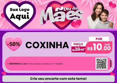 Modelo de Cartaz para Cartaz A4 Horizontal com o tema Dia das Mães para Salgadaria