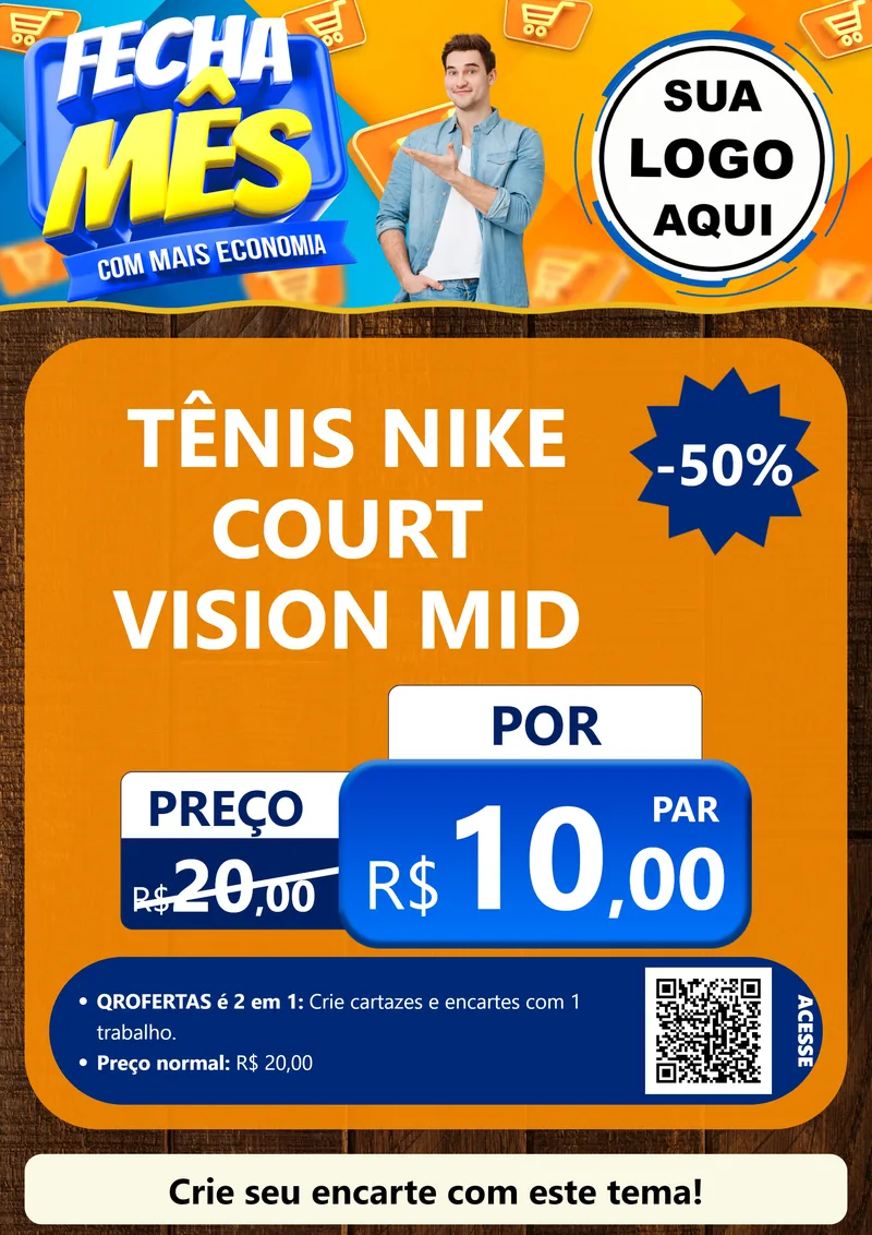 Modelo de Cartaz para Cartaz A4 Vertical com o tema Fecha Mês Com Mais Economia para Calçados