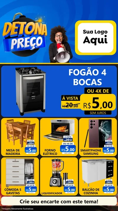 Modelo de Rede Social para Stories com o tema Detona Preços para Móveis e Eletro