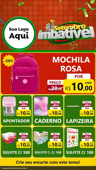 Modelo de Rede Social para Stories com o tema Setembro Imbatível para Papelaria