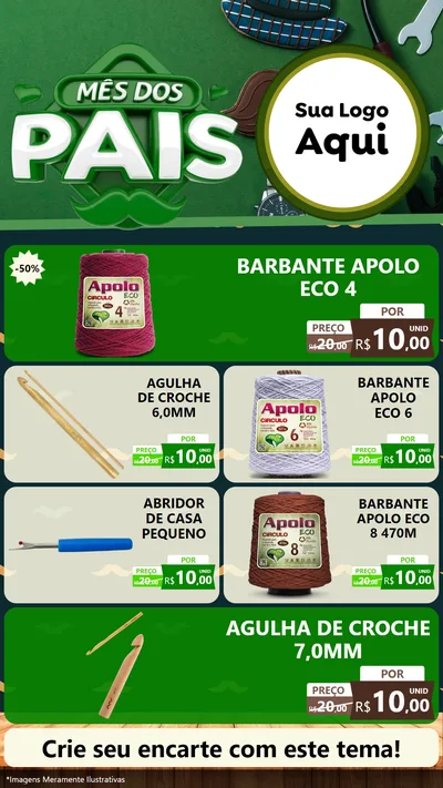 Modelo de TV para TV Vertical com o tema Mês dos Pais para Armarinho e Aviamentos