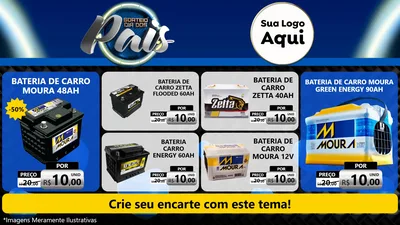Modelo de TV para TV Horizontal com o tema Sorteio Dia Dos Pais para Baterias Elétricas