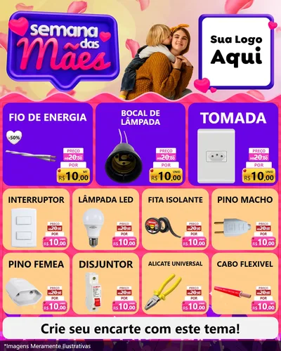 Modelo de Rede Social para Feed Instagram com o tema Semana das Mães para Materiais Elétricos