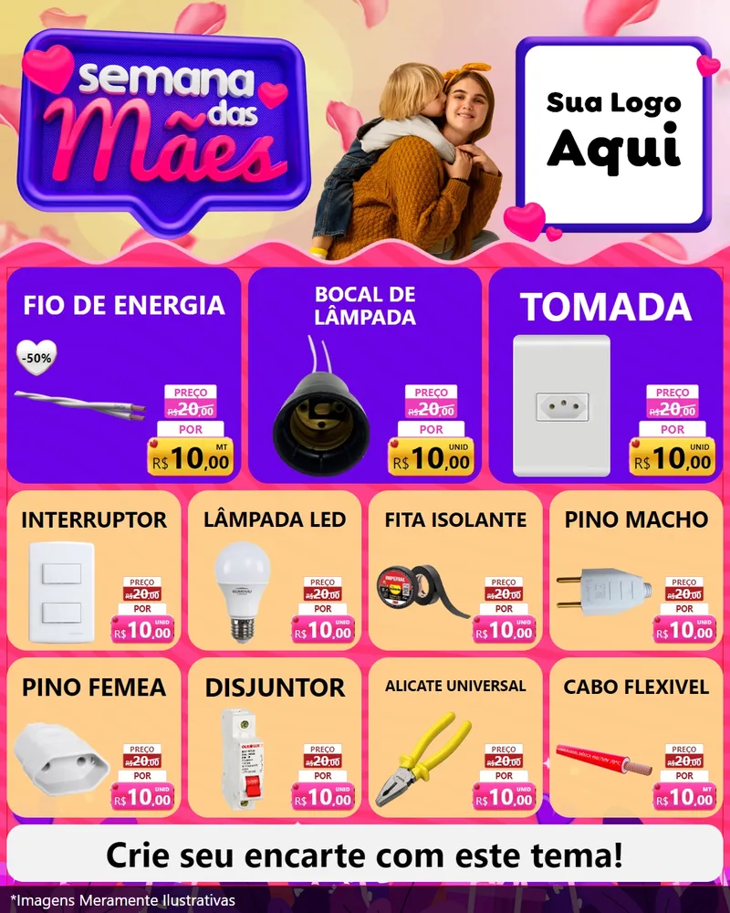 Modelo de Rede Social para Feed Instagram com o tema Semana das Mães para Materiais Elétricos