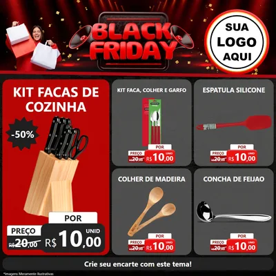 Modelo de Rede Social para Feed Facebook com o tema Black Friday para Utilidades Domésticas