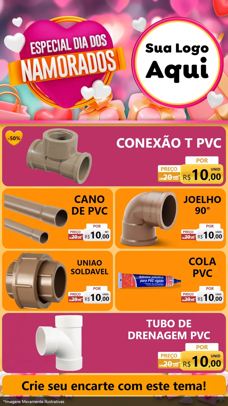 Modelo de TV para TV Vertical com o tema Especial Dia dos Namorados para Tubos e conexões