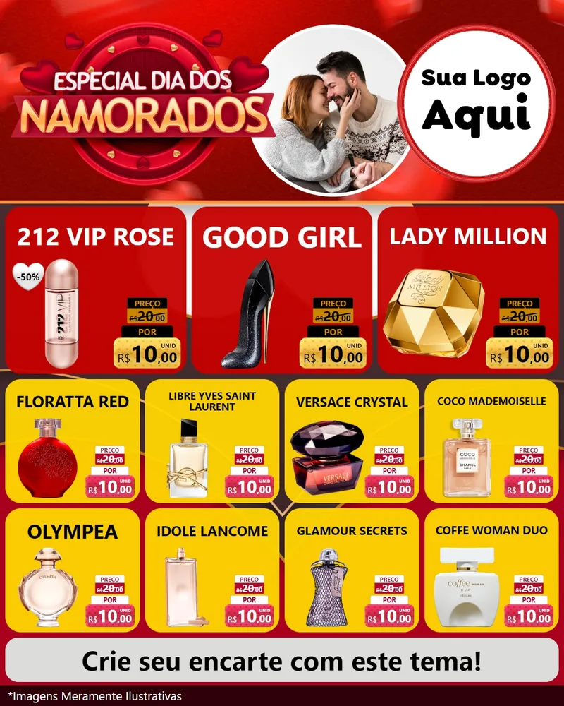Modelo de Rede Social para Feed Instagram com o tema Especial Dia Dos Namorados para Perfumes