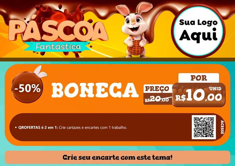 Modelo de Cartaz para Cartaz A4 Horizontal com o tema Páscoa Fantástica para Brinquedos