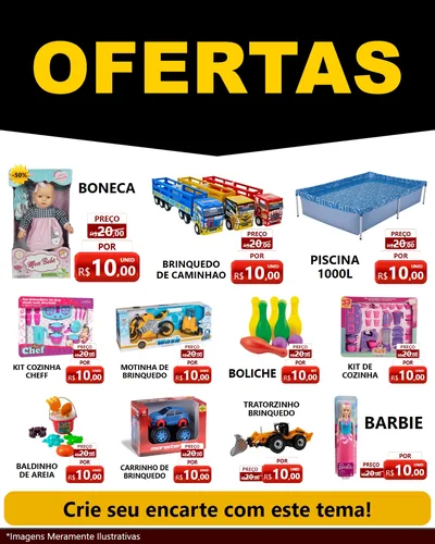 Modelo de Rede Social para Feed Instagram com o tema Ofertas Preto e Vermelho Cartaz para Brinquedos