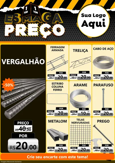 Modelo de Encarte para Encarte A4 Vertical com o tema Esmaga Preço para Ferragens