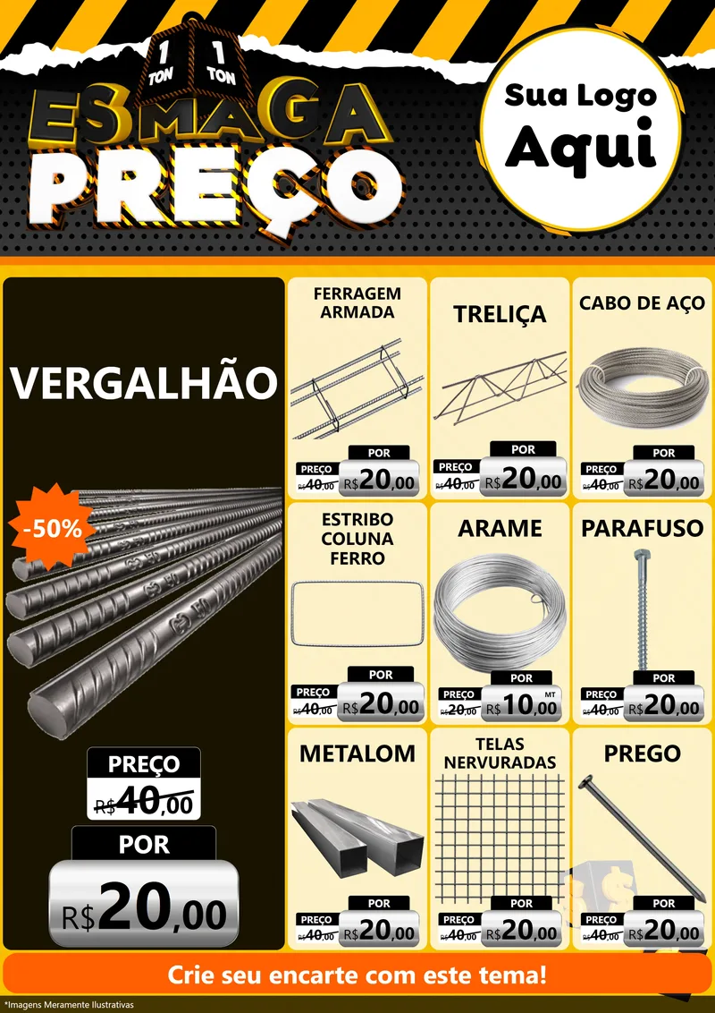Modelo de Encarte para Encarte A4 Vertical com o tema Esmaga Preço para Ferragens