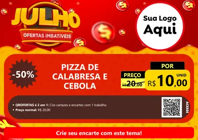 Modelo de Cartaz para Cartaz A4 Horizontal com o tema Julho Ofertas Imbatíveis para Pizzaria