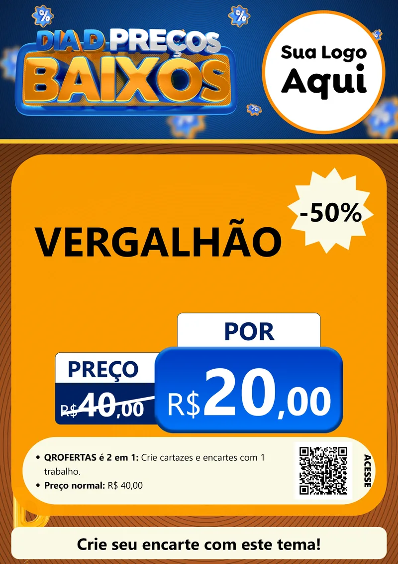 Modelo de Cartaz para Cartaz A4 Vertical com o tema Dia D Preço Baixo para Ferragens