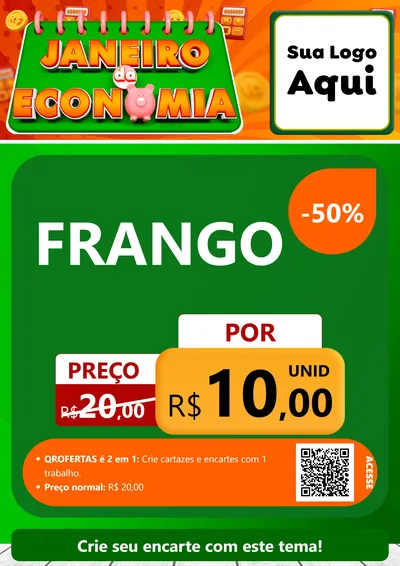 Modelo de Cartaz para Cartaz A4 Vertical com o tema Janeiro da Economia para Assados