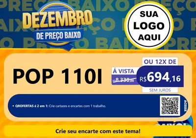 Modelo de Cartaz para Cartaz A4 Horizontal com o tema Dezembro de Preço Baixo para Concessionaria de Motos
