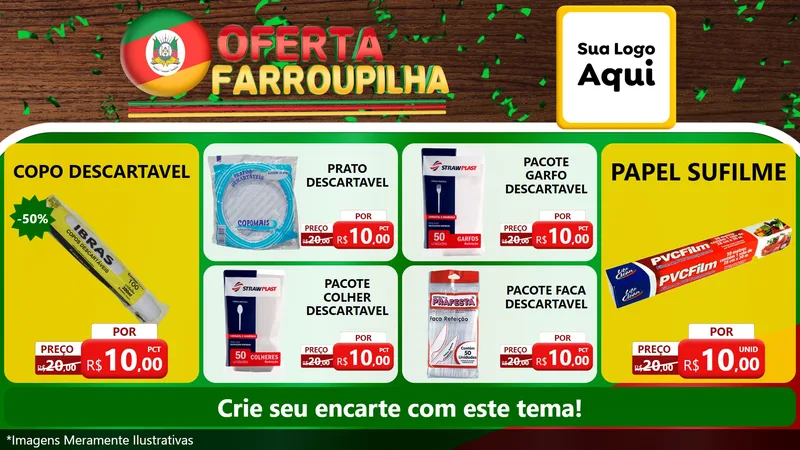 Modelo de TV para TV Horizontal com o tema Oferta Farroupilha para Embalagens