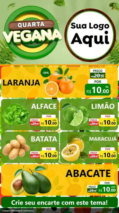 Modelo de TV para TV Vertical com o tema Quarta Vegana para Hortifrúti