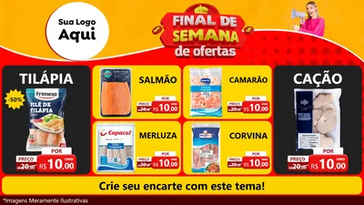 Modelo de TV para TV Horizontal com o tema Final de Semana de Ofertas para Peixaria