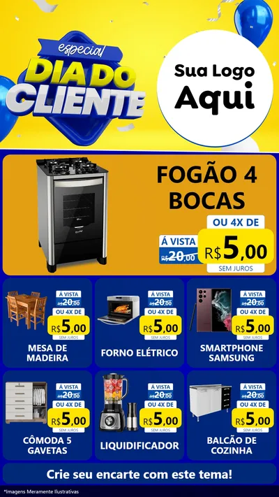 Modelo de Rede Social para Stories com o tema Especial Dia do Cliente para Móveis e Eletro