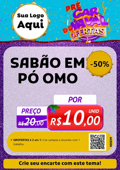 Modelo de Cartaz para Cartaz A4 Vertical com o tema Pré Carnaval de Ofertas para Produtos de Limpeza
