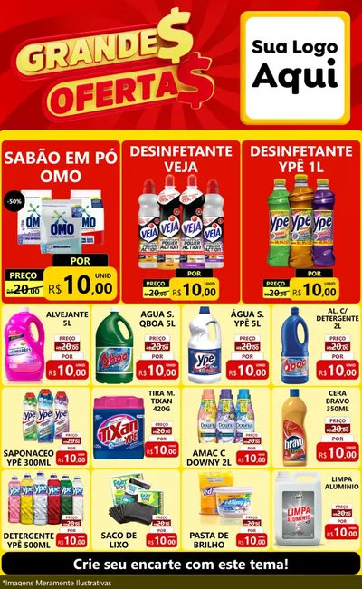 Modelo de Encarte para Encarte Grande com o tema Grandes Ofertas para Produtos de Limpeza