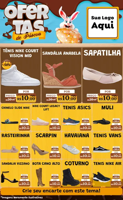 Modelo de Encarte para Encarte Grande com o tema Ofertas de Páscoa para Calçados