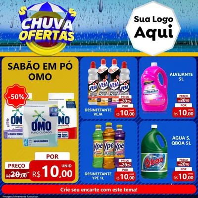 Modelo de Rede Social para Feed Facebook com o tema Chuva de Ofertas para Produtos de Limpeza