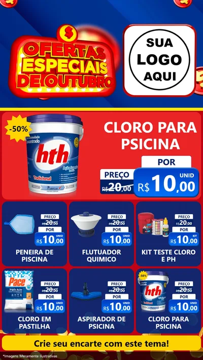 Modelo de Rede Social para Stories com o tema Ofertas Especiais de Outubro para Produtos para Piscina