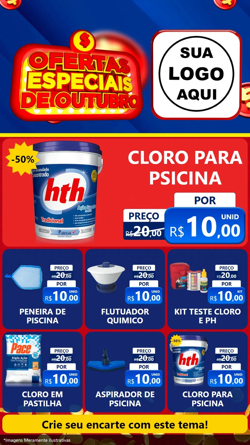 Modelo de Rede Social para Stories com o tema Ofertas Especiais de Outubro para Produtos para Piscina