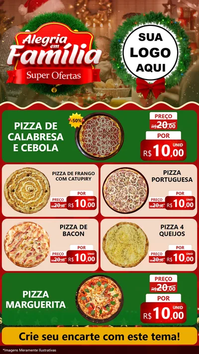 Modelo de TV para TV Vertical com o tema Alegria Em Família - Super Ofertas para Pizzaria