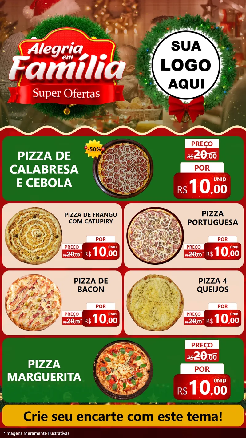 Modelo de TV para TV Vertical com o tema Alegria Em Família - Super Ofertas para Pizzaria