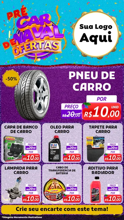 Modelo de Rede Social para Stories com o tema Pré Carnaval de Ofertas para Auto peças
