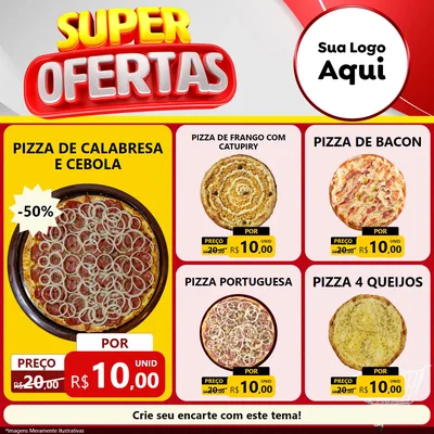 Modelo de Rede Social para Feed Facebook com o tema Super Ofertas para Pizzaria