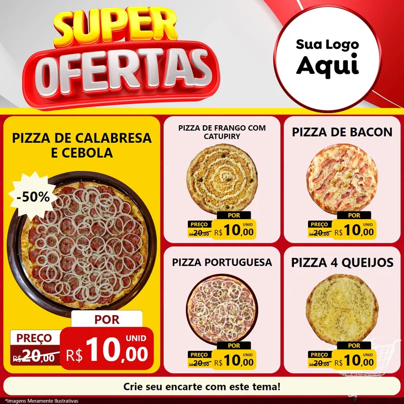 Modelo de Rede Social para Feed Facebook com o tema Super Ofertas para Pizzaria