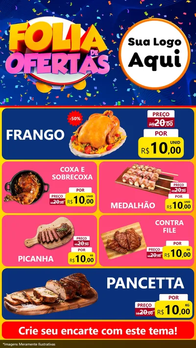 Modelo de TV para TV Vertical com o tema Folia de Ofertas para Assados