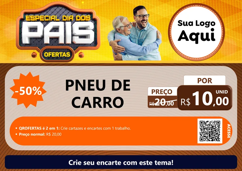 Modelo de Cartaz para Cartaz A4 Horizontal com o tema Especial Dia dos Pais para Auto peças