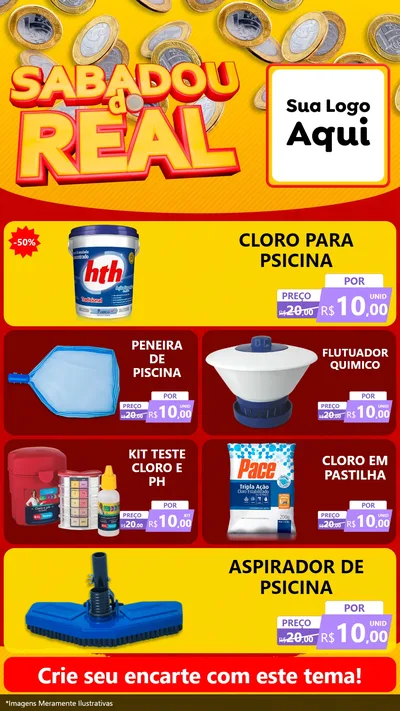 Modelo de TV para TV Vertical com o tema Sabadou do Real para Produtos para Piscina