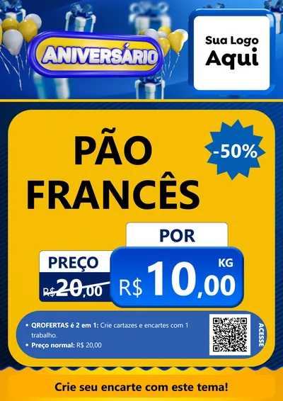 Modelo de Cartaz para Cartaz A4 Vertical com o tema Aniversário para Padaria