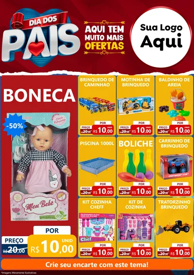 Modelo de Encarte para Encarte A4 Vertical com o tema Dia dos Pais para Brinquedos