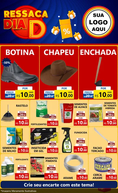 Modelo de Encarte para Encarte Grande com o tema Ressaca Dia D para Agropecuária