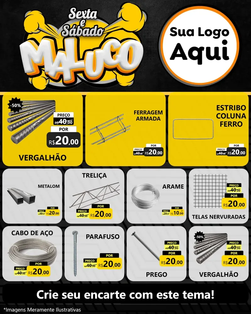 Modelo de Rede Social para Feed Instagram com o tema Sexta e Sábado Maluco para Ferragens