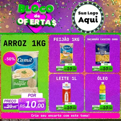 Modelo de Rede Social para Feed Facebook com o tema Bloco de Ofertas para Supermercado