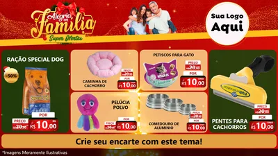 Modelo de TV para TV Horizontal com o tema Alegria em Família Super Ofertas - Natal para Pet Shop