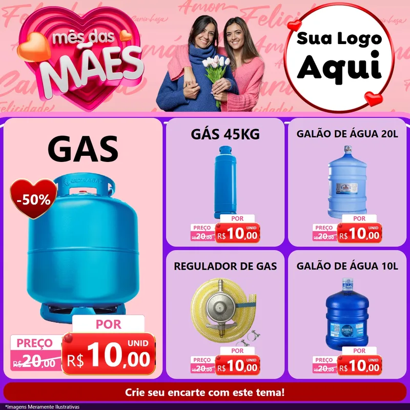 Modelo de Rede Social para Feed Facebook com o tema Mês Das Mães para Água e gás